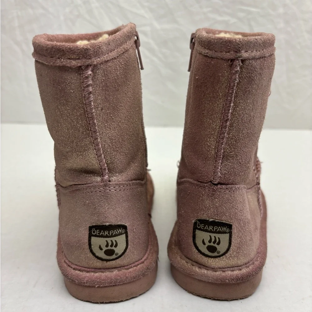 BearPaw Girls Metallic Dusty Rose Suede Boots size 12 toddler girl